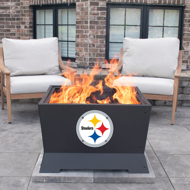 Official NFL Pittsburgh Steelers 28"  Square Mammoth Patio Smokeless Fire Pit Medallion Series